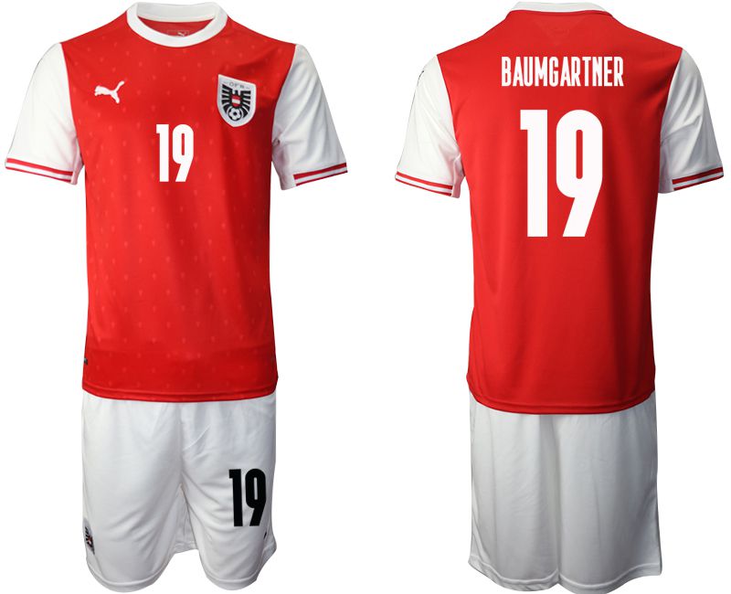Men 2020-2021 European Cup Austria home red #19 Soccer Jersey